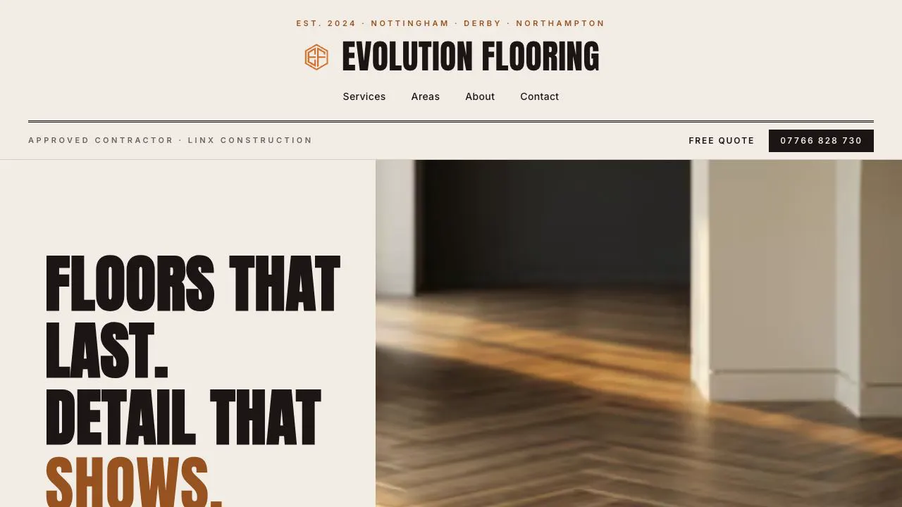 Evolution Flooring website by 3rd Eye AI