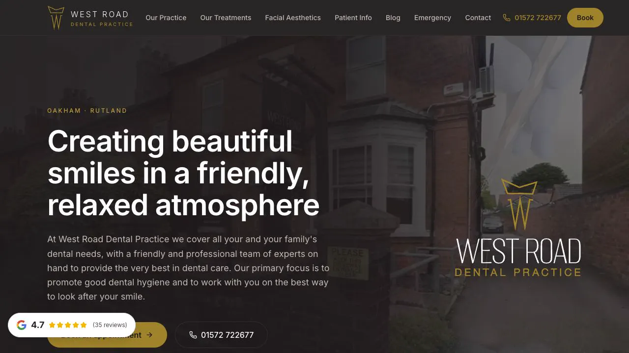 West Road Dental website by 3rd Eye AI